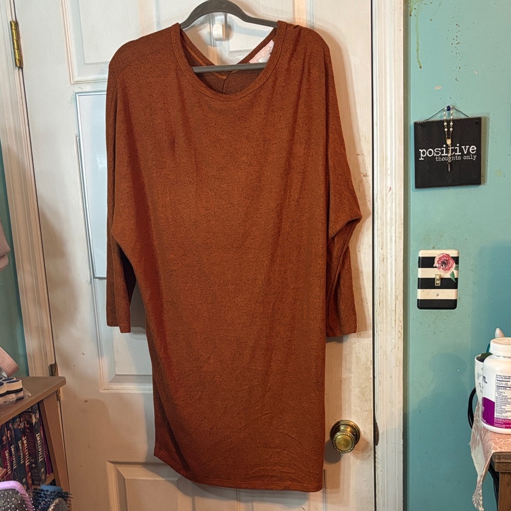 Burnt  Orange Sweater Dress Dress With Back Buttons Size Medium